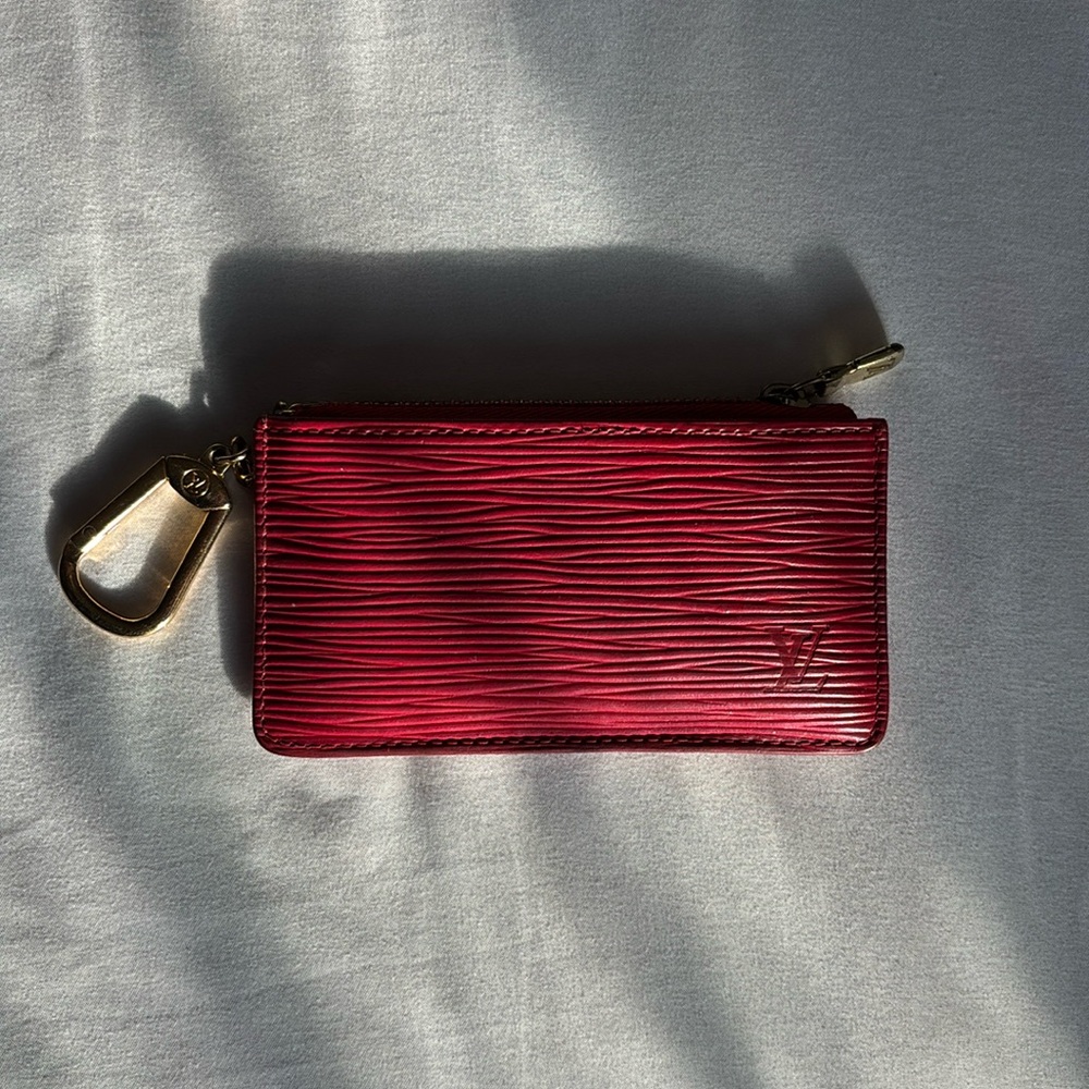 LOUIS VUITTON RED EPI LEATHER KEY POUCH POCHETTE  KEYCHAIN